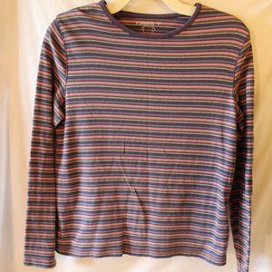 Relativity T Striped Long Sleeve Top Purple Sz S